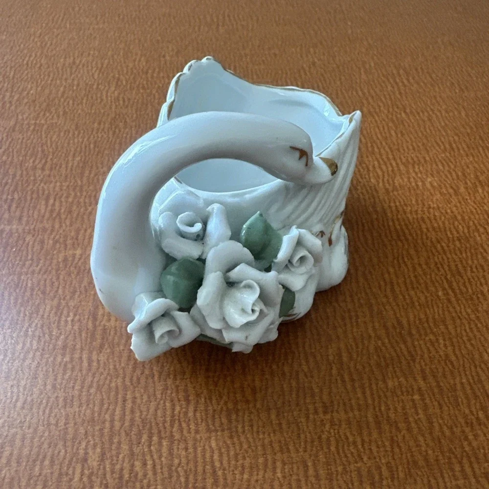Vintage Porcelain SWAN Mini‎ Planter / Trinket Holder